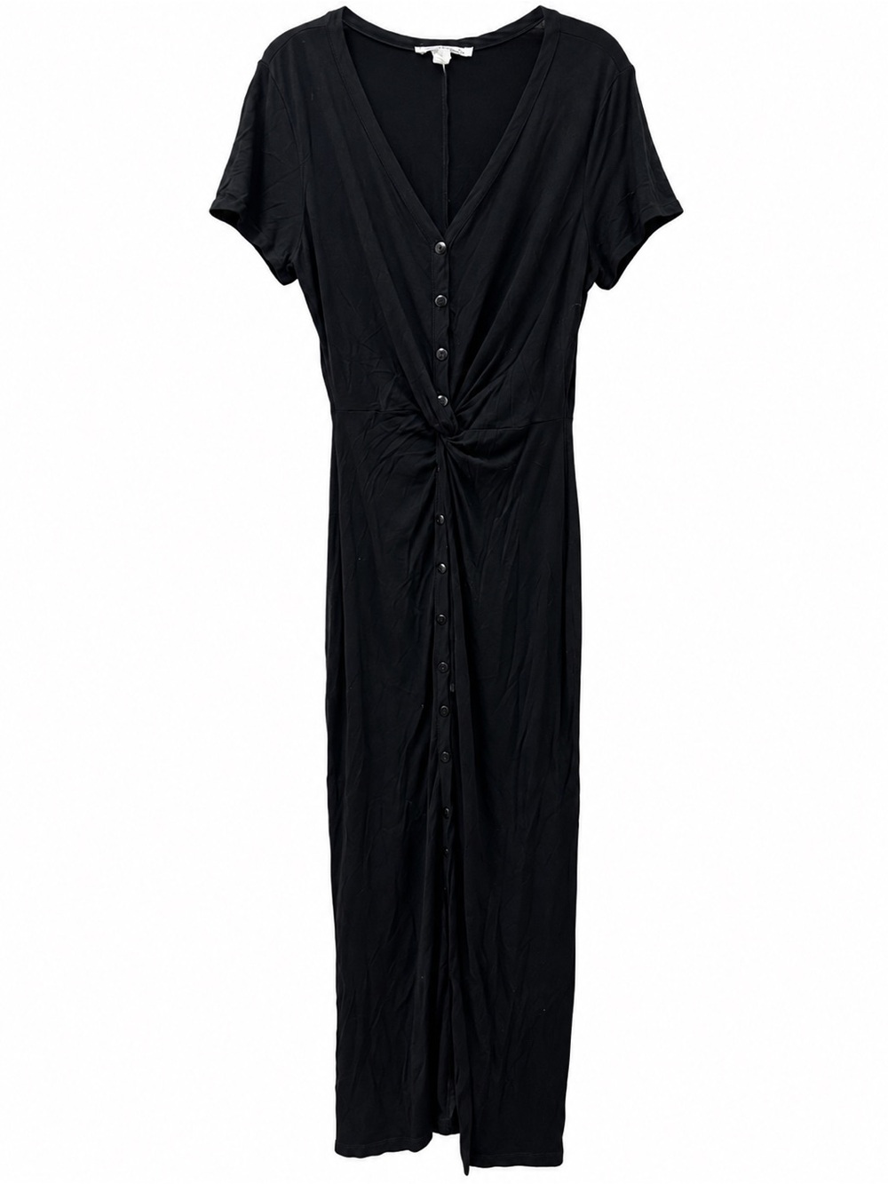 Classic Black V-Neck Knot-Front Maxi Dress